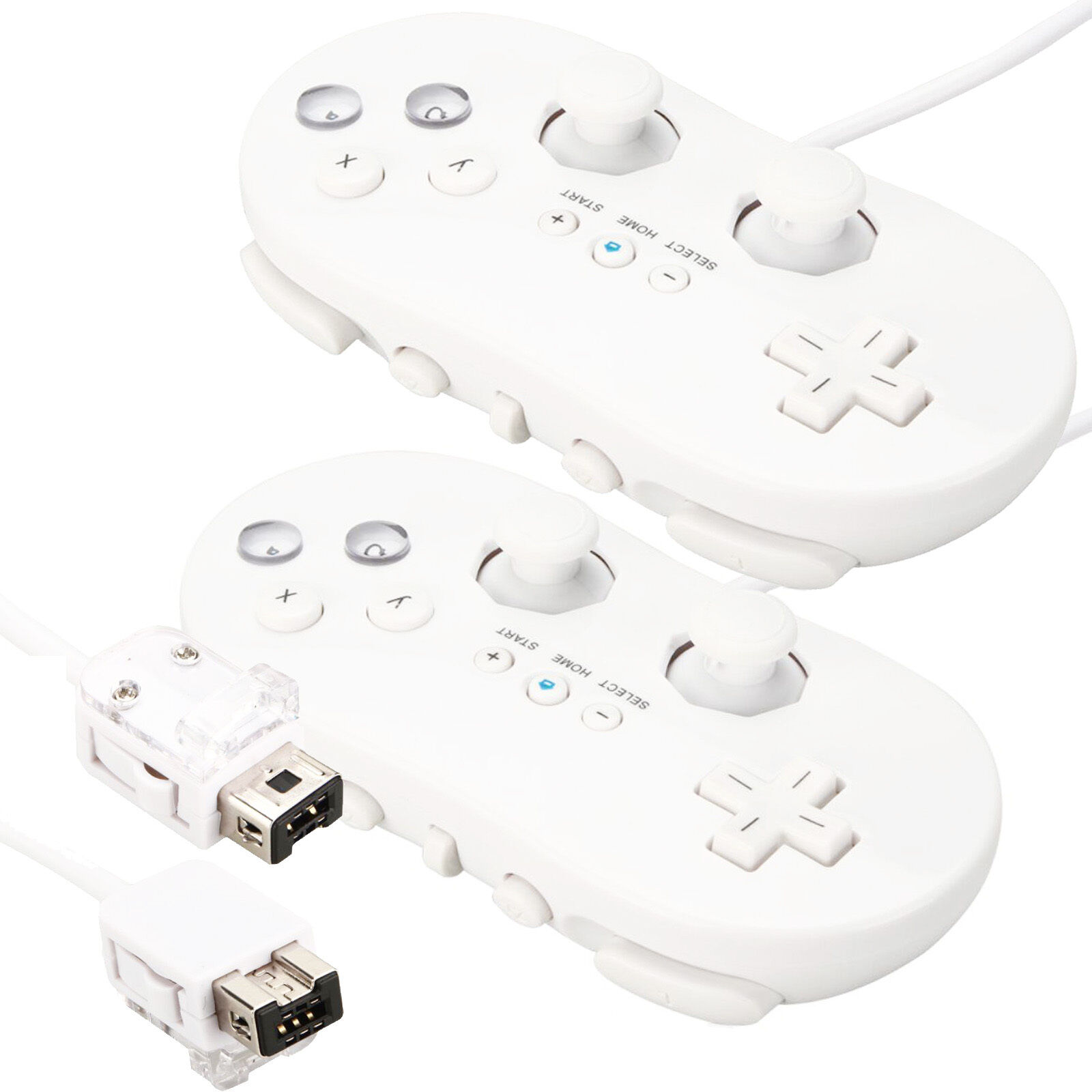 2 Wired Classic Controller For Nintendo Wii Remote White US Ship Unbranded GPCT911