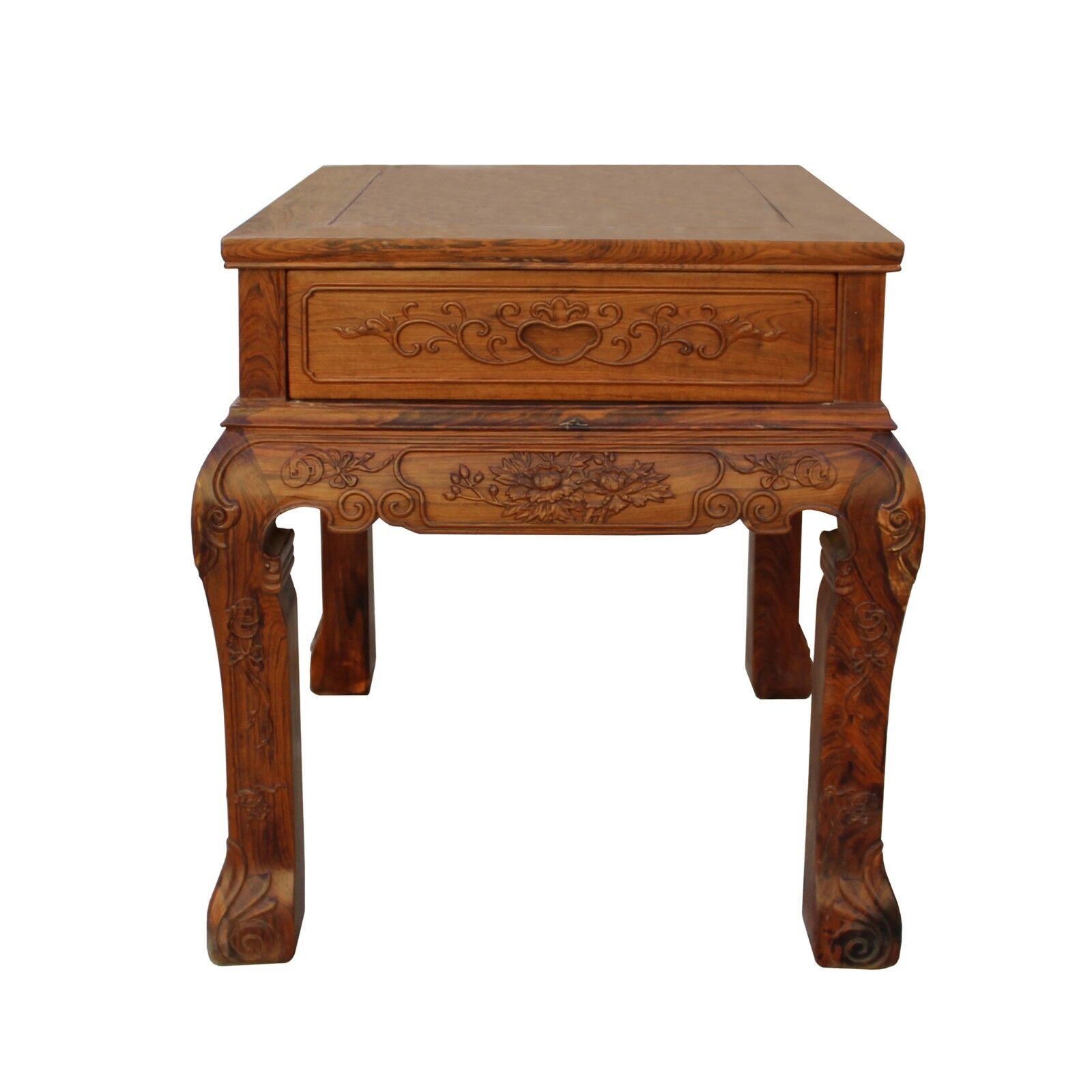 Chinese Oriental Huali Rosewood Flower Motif Tea Table Stand cs4578 Handmade Does Not Apply