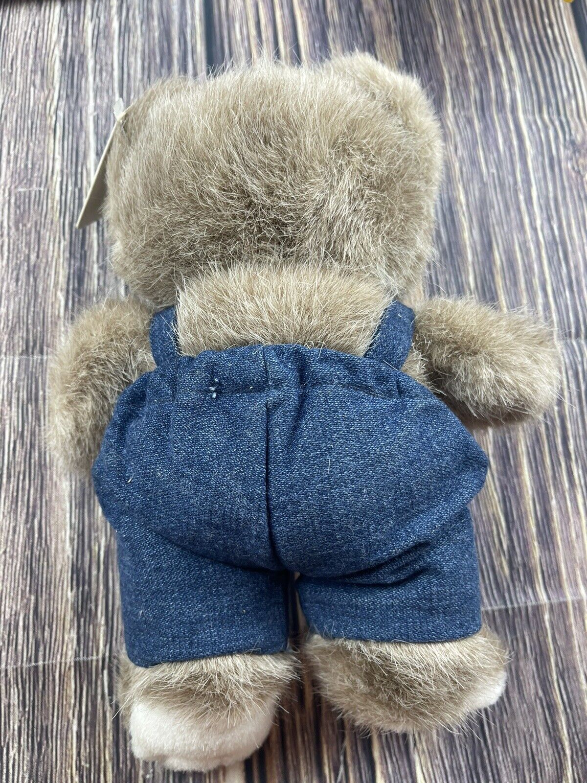 Vintage Russ Berrie Love Bear 9" Plush Jean Denim Bib Overalls Caress Soft Pets Russ Berrie 328 - фотография #6