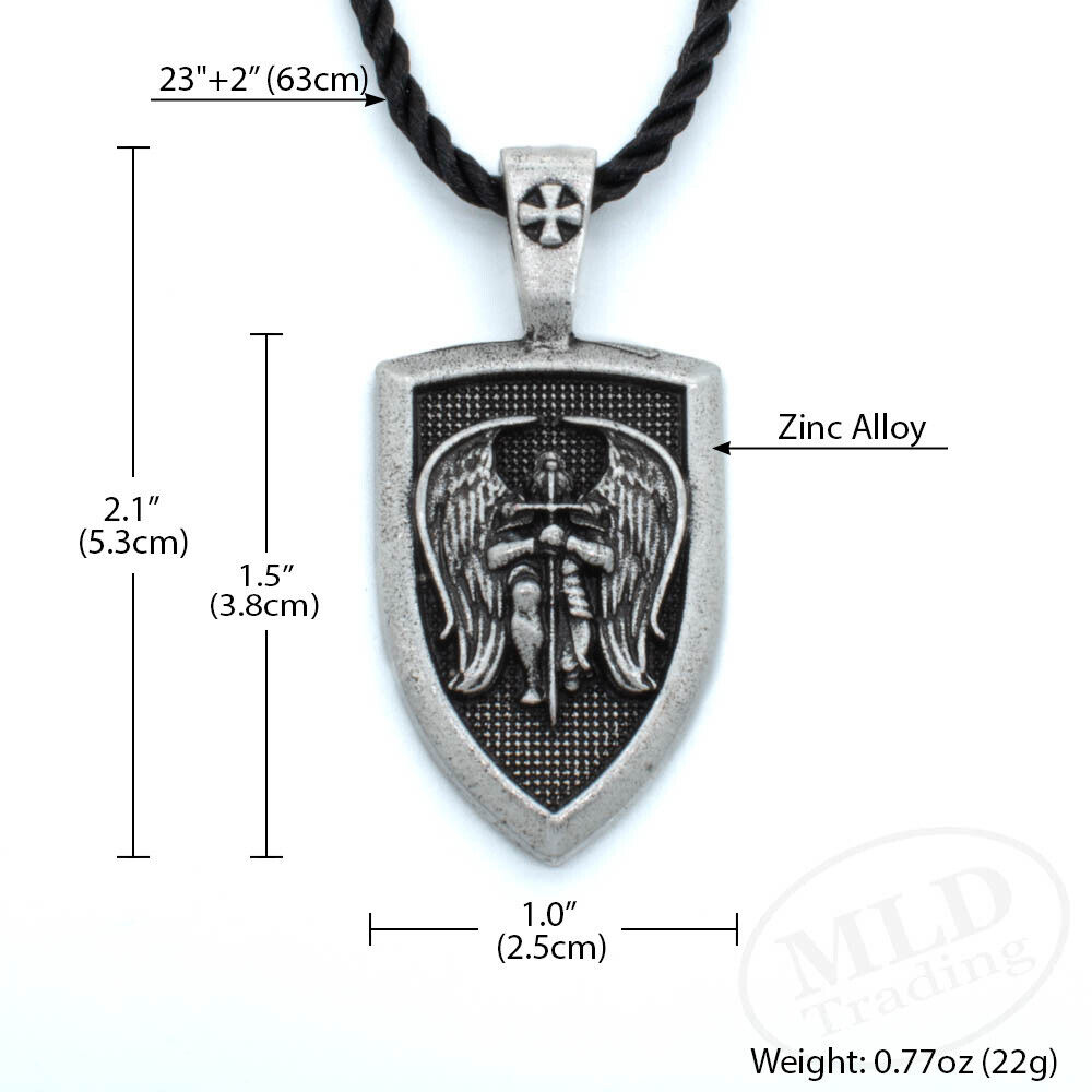 Patron Saint St Michael The Archangel Protect Us Medal Shield Pendant Necklace Без бренда - фотография #9