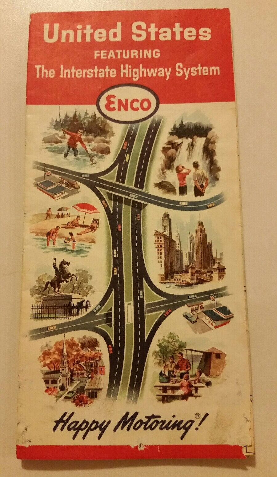 1964 Enco,Humble Oil,Interstate Highway Map,United States Без бренда