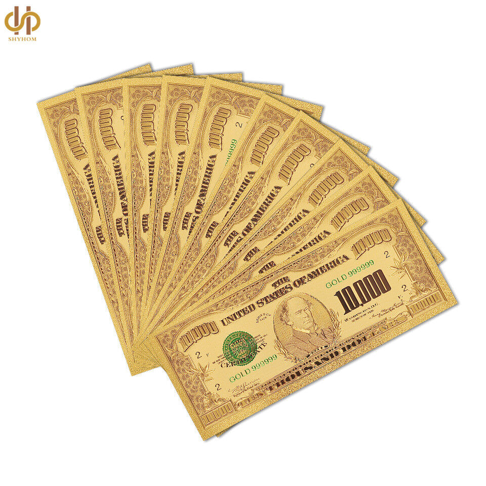 100PCS/lot 1918 Collectible Gold Plated $10000 Dollar Banknote Money Note Bill Без бренда - фотография #2