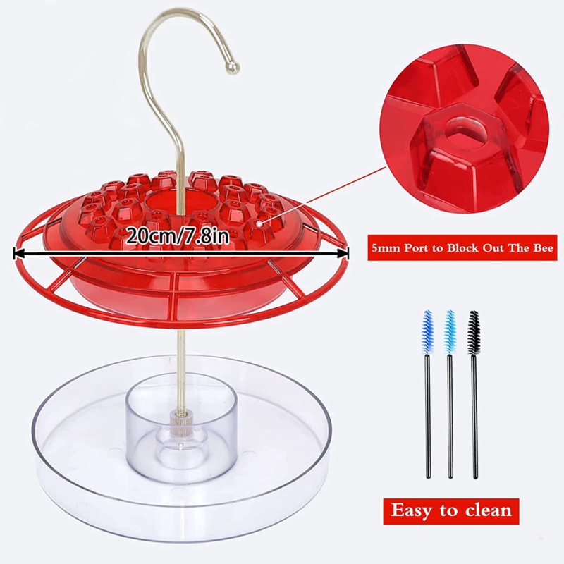 Red Hummingbird Feeder with 3 Cleaning Brushes,Built-In Ant Moat,Hummingbird Lfish - фотография #5