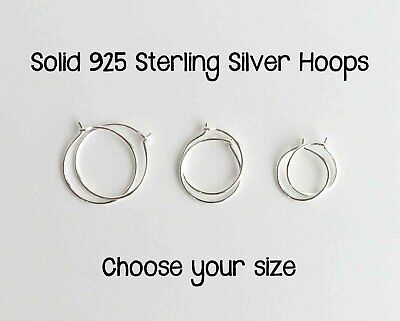 Solid 925 Sterling Silver Hoop Earrings. Handcrafted Handmade Sleeper Huggies Handmade