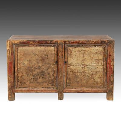 RARE ANTIQUE CHINESE QING GANSU CABINET PAINTED PINE FURNITURE CHINA 18TH C.  Без бренда