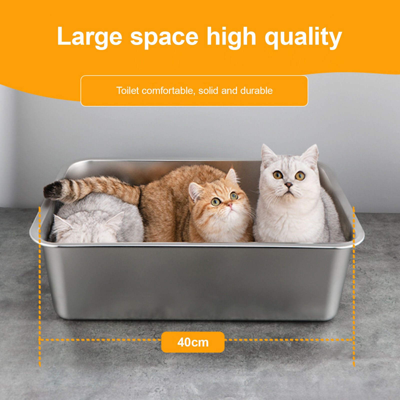 Low Entry Stainless Steel Litter Box Durable Cat with Design Spacious Unbranded - фотография #3