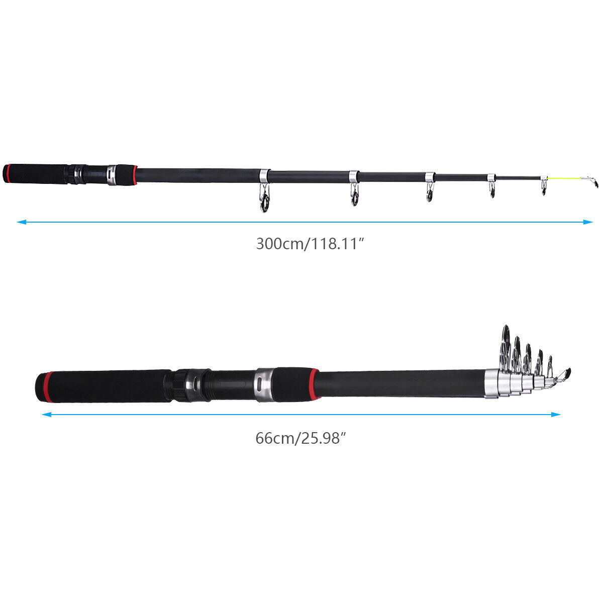 2X Fishing Pole Spinning Rod Carbon Fiber Portable Medium Fast Lightweight 3.0m Unbranded - фотография #9