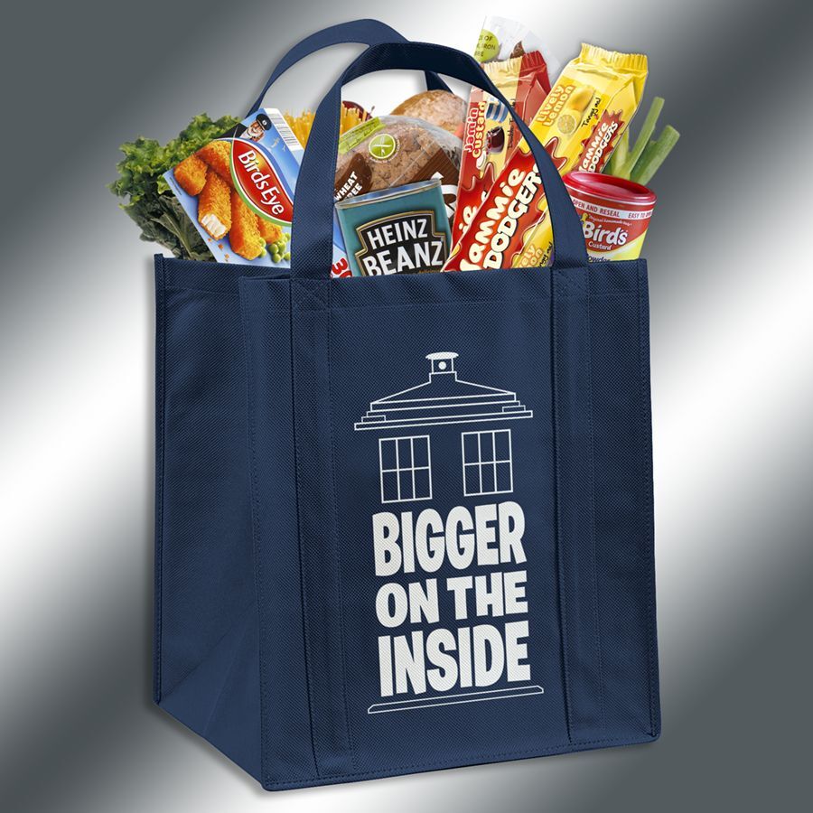 Bigger On The Inside Doctor Who TARDIS Inspired Reusable Grocery Bag Без бренда - фотография #3