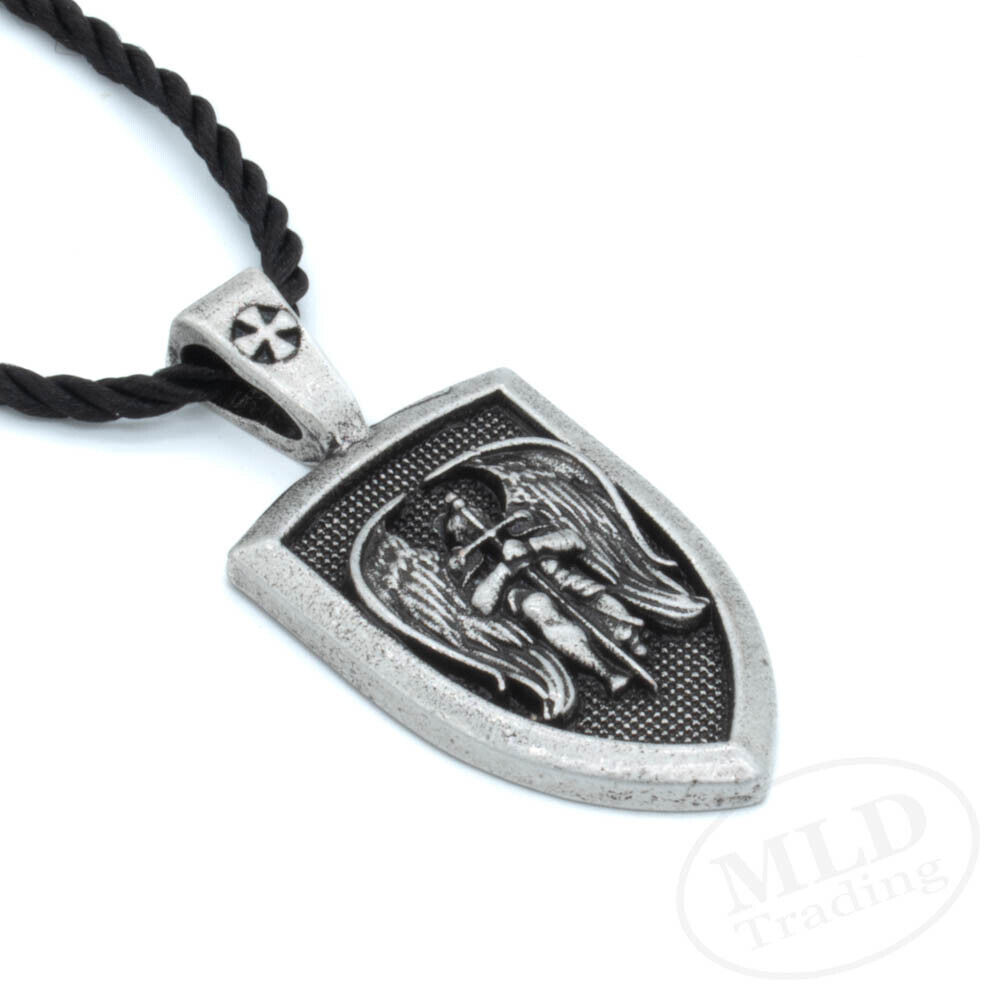 Patron Saint St Michael The Archangel Protect Us Medal Shield Pendant Necklace Без бренда - фотография #5