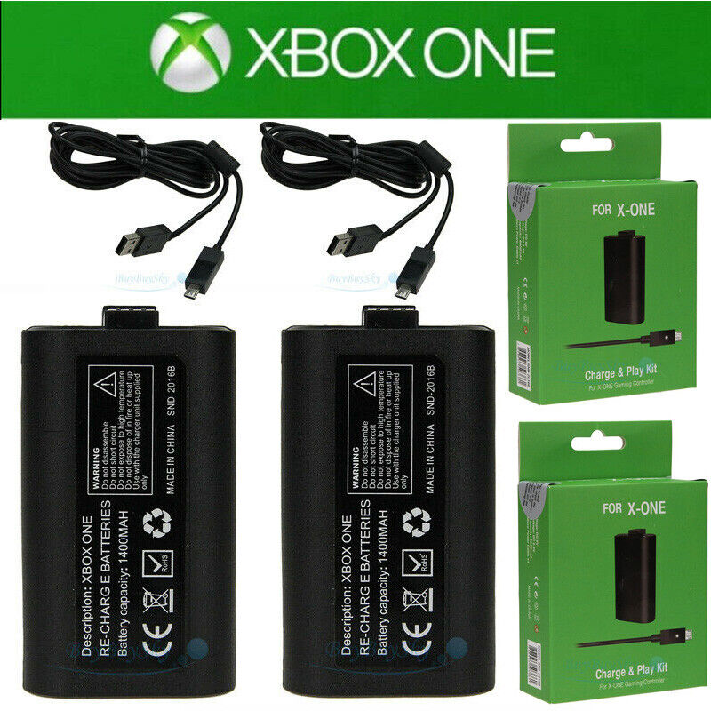 2Pcs Branded Rechargeable Battery Pack For Xbox One Wireless Controller 1400mAh Unbranded