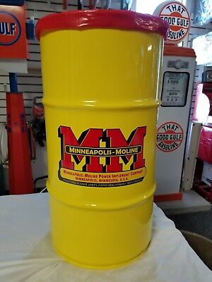 MINNEAPOLIS-MOLINE TRACTOR VINTAGE STYLE 16 GALLON COLD ROLLED STEEL TRASH CAN Без бренда