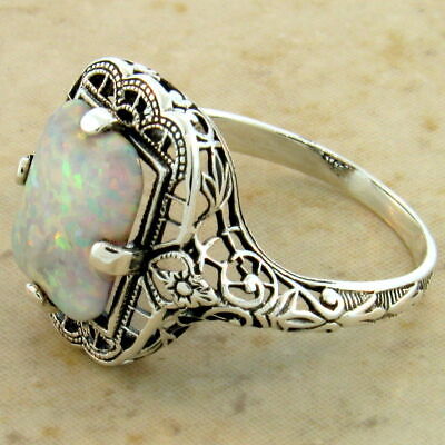 ART DECO STYLE 925 STERLING SILVER LAB-CREATED OPAL CLASSIC DESIGN RING     #994 Unbranded - фотография #3