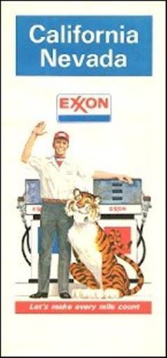 1978 EXXON Tiger Road Map CALIFORNIA NEVADA Lake Tahoe exxon