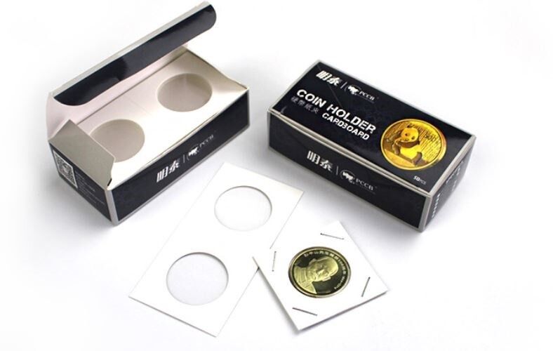 100 X Dollar size 2x2 cardboard mylar coin holder flip for SILVER DOLLARS 40 mm PCCB - фотография #4