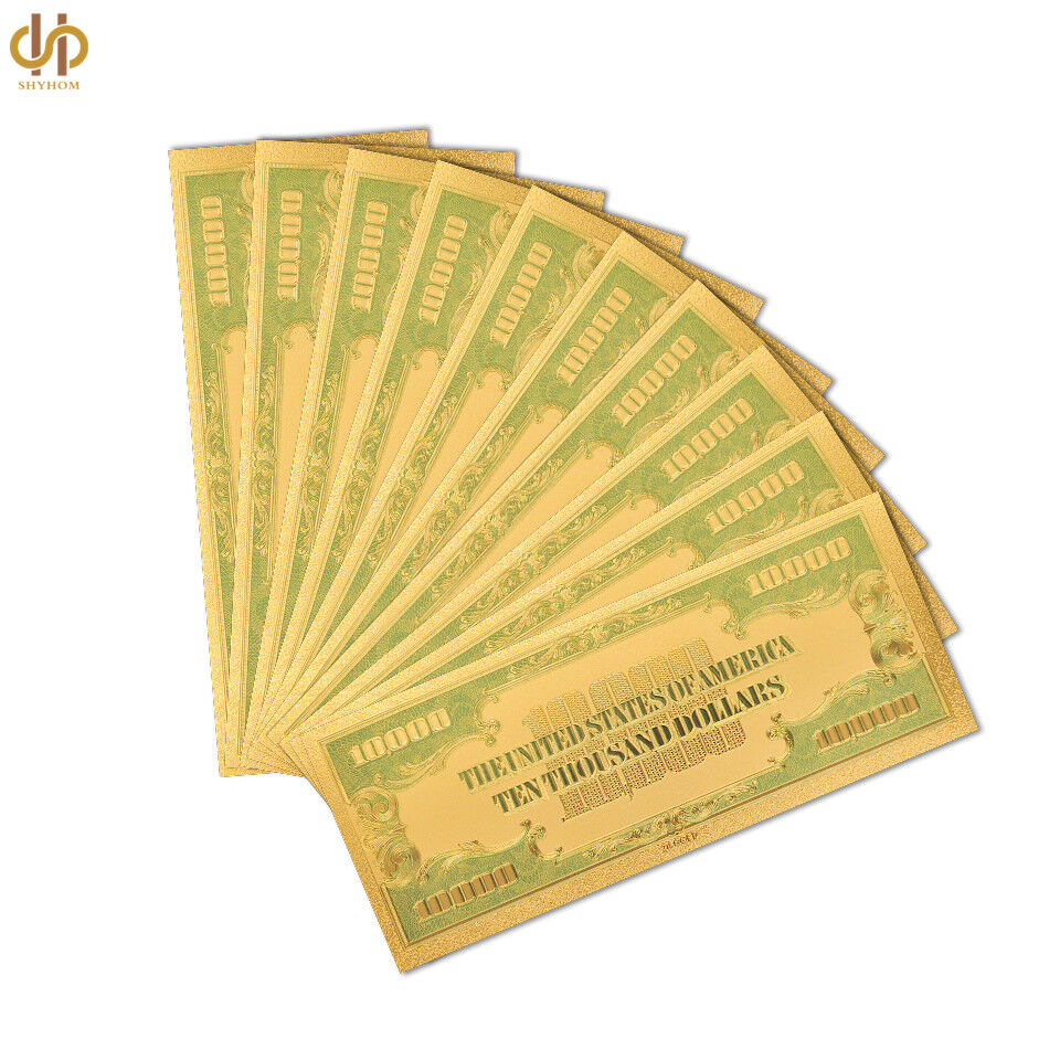 100PCS/lot 1918 Collectible Gold Plated $10000 Dollar Banknote Money Note Bill Без бренда - фотография #3
