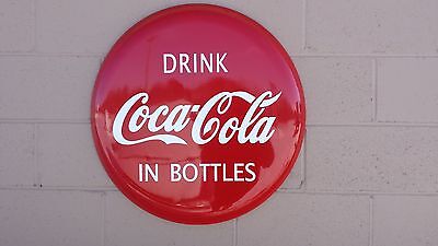 1940S 1950S ERA COCA-COLA EXTRA LARGE STEEL 26 INCH DIAMETER BUTTON/DISC SIGN    Coca-Cola - фотография #7