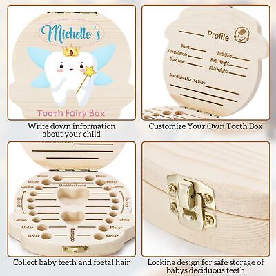Personalized Tooth Fairy Box, Custom Name Cartoon Tooth Fairy Box, Solid Wood... Nibana - фотография #3