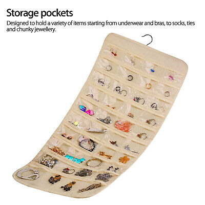 Jewelry Hanging Storage Organizer 80/32 Pockets Holder Earring Display Pouch Bag Wowpartspro Does Not Apply - фотография #5