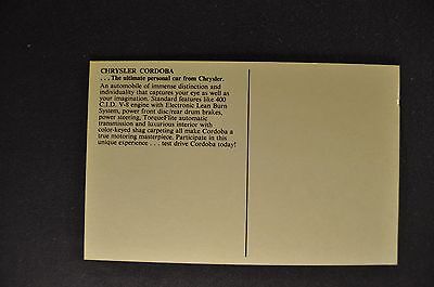 1978 Chrysler Cordoba Postcard Brochure Excellent Original 78 Без бренда Cordoba - фотография #2