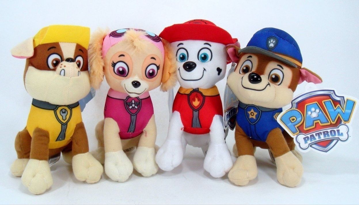 New 8" Paw Patrol Plush Stuffed Animal Toy Set: Chase, Rubble, Marshall & Skye Spin Master NP-PAW10-SET