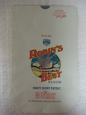 Vtg 40's ROBIN'S BEST Flour Bag Sack ROBINSON MILLING Kansas Ephemera Paper NOS Robinson Milling Co. - фотография #2