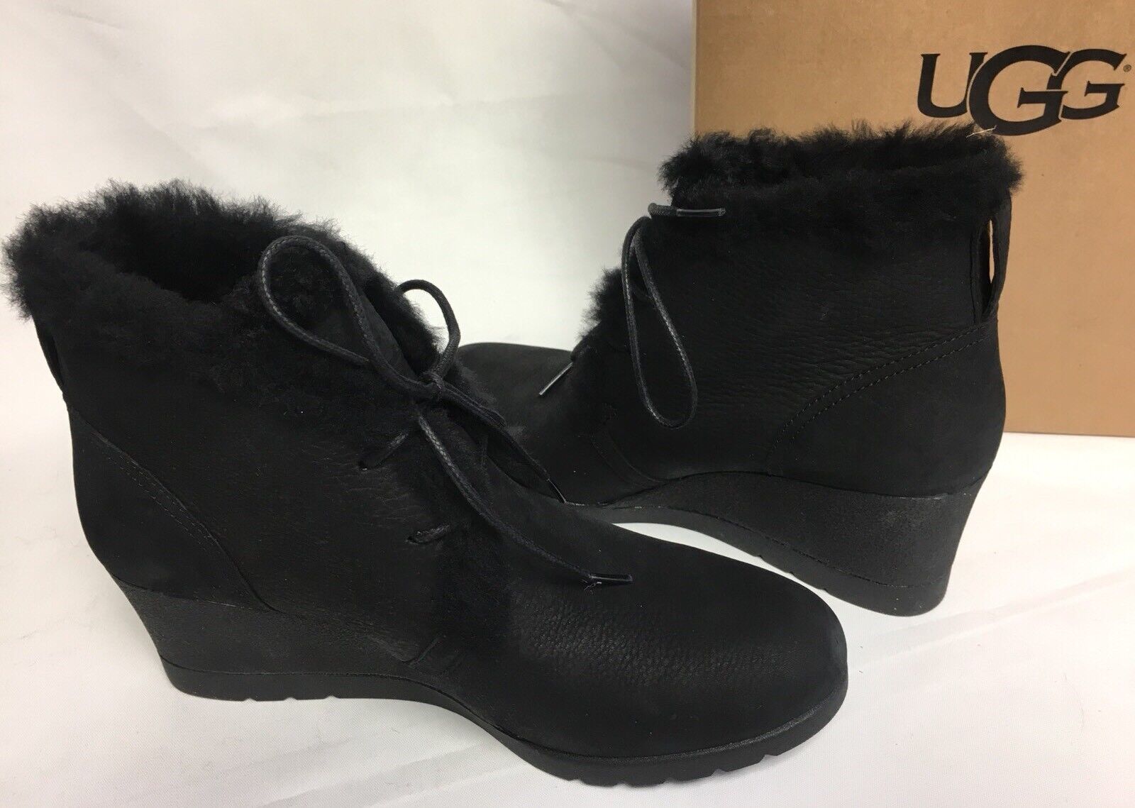 UGG Australia Jeovana Boots Black Suede Waterproof WP 1017421 Wedge Lace Up UGG Australia - фотография #10