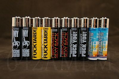 10 pcs New Refillable Clipper Lighters 8 Funny Saying + 2 Elements Без бренда
