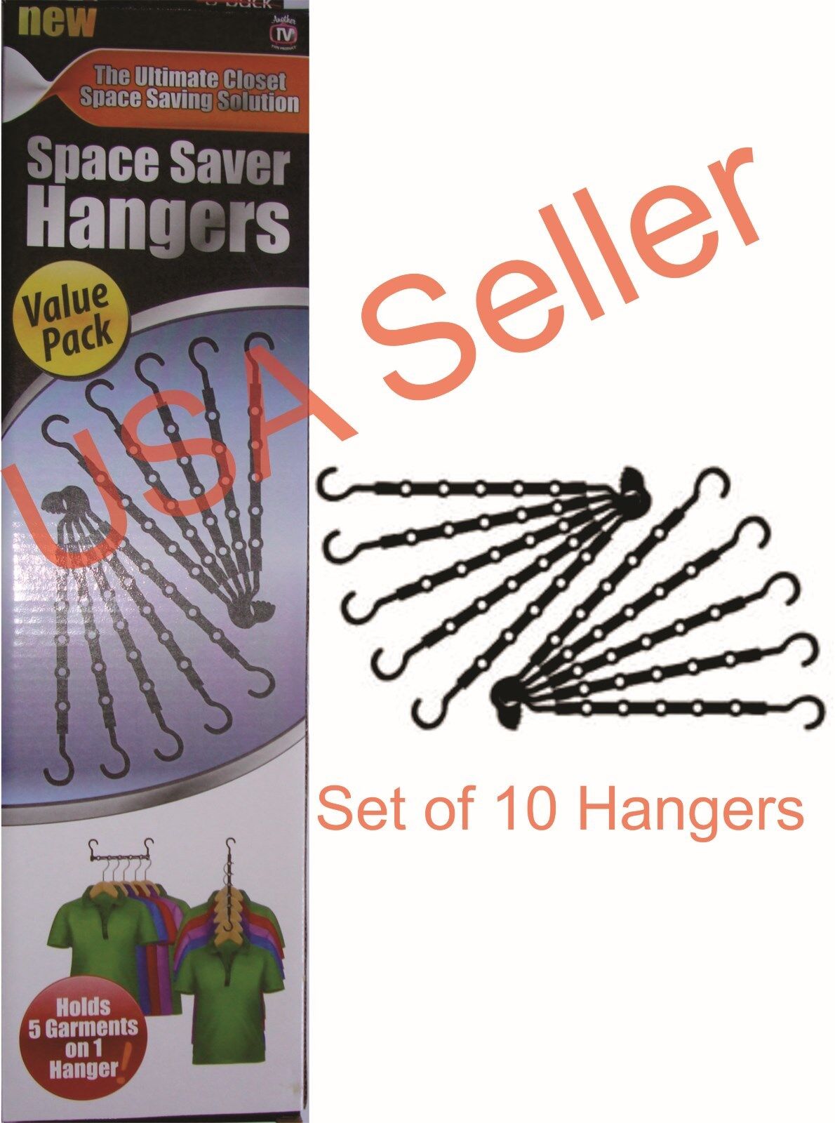 Space saver hangers 10 Pc closet organizing racks multiple clothes hanger holder Space Saver Large ,10 Pack