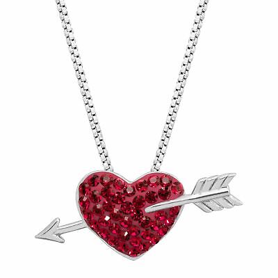 Crystaluxe Heart & Arrow Pendant with Crystals in Rhodium-Dipped Silver, 18" Crystaluxe SAX5882CYRCJDC