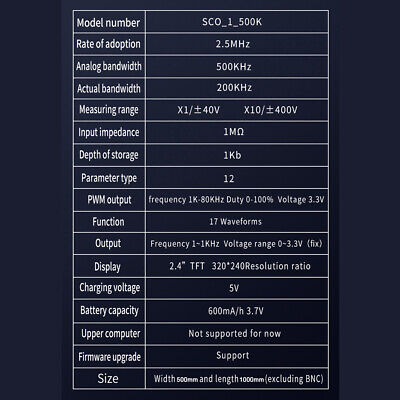 Handheld Oscilloscope 2.5MHz Sample Rate 500KHz Bandwidth Oscillometer D1G1 Unbranded/Generic Does not Apply - фотография #6