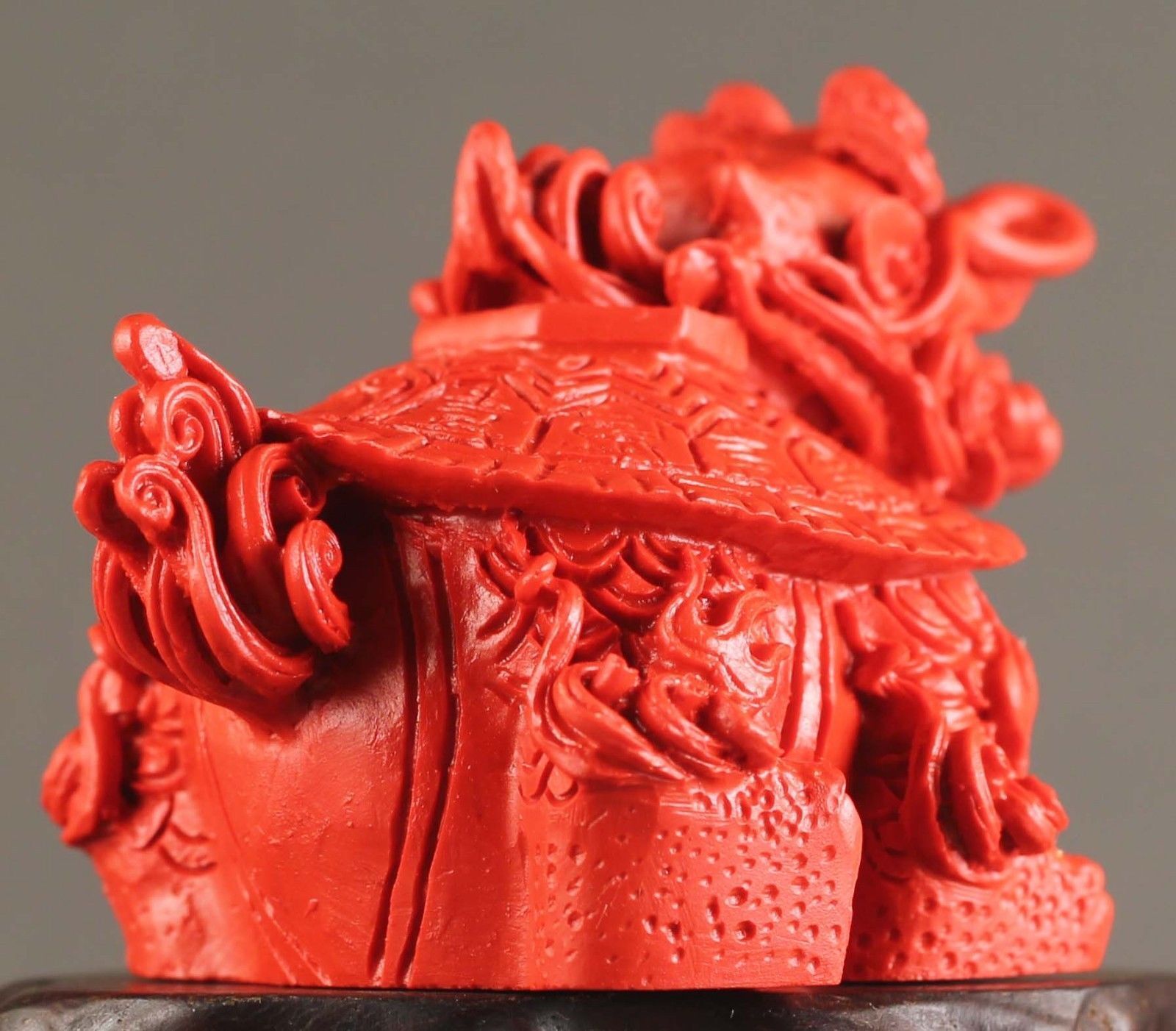 Chinese natural cinnabar red jade hand-carved dragon tortise pendant 2.2 inch Без бренда - фотография #5