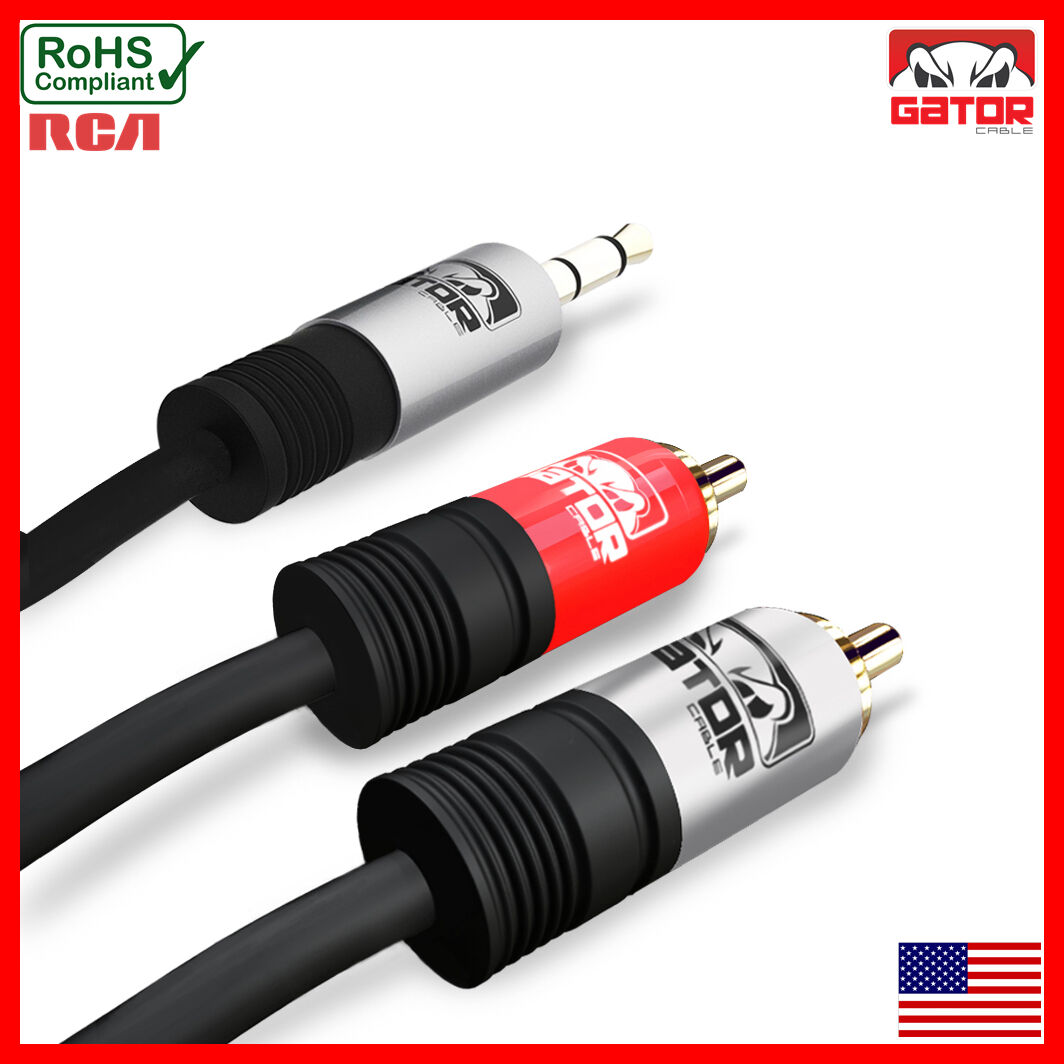 AUX Auxiliary 3.5mm Audio Male to 2 RCA Y Male Stereo Cable Cord Wire Plug Gator Cable AUX-3.5MM-To-2RCA-Cable - фотография #11