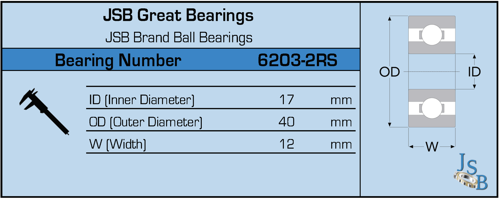 (Qty. 10) 6203-2RS High Quality Two Side Sealed Ball Bearings 17x40x12 6203RS Jsb Great Bearings 6203-2RS - фотография #2