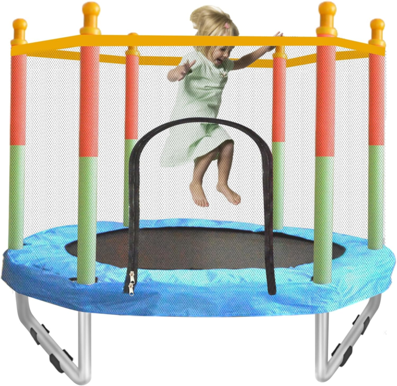 Toddler Trampoline with Enclosure Safety Net, 55" Small Trampoline for Kids Ages Does not apply
