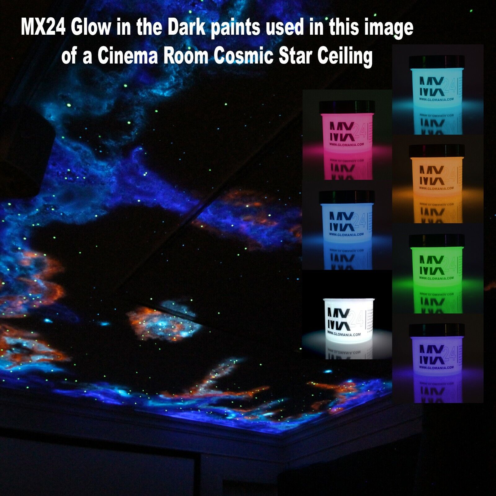 White MX24 1oz Extreme Glow in the Dark Paint Strontium FREE UV KEYRING Glomania PAI-ACR-MX24-WHIT-IND-1OZ-1 - фотография #8
