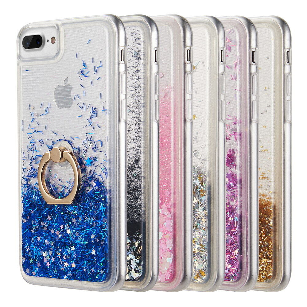 For IPhone 8 / 7 / 6 Plus Sparkle Bling Waterfall Liquid Ring Case Luxmo Does Not Apply