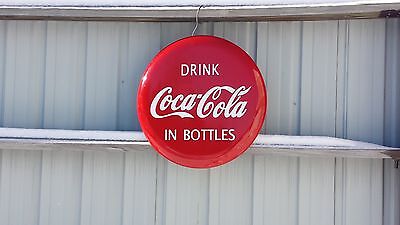 1940S 1950S ERA COCA-COLA EXTRA LARGE STEEL 26 INCH DIAMETER BUTTON/DISC SIGN    Coca-Cola - фотография #5