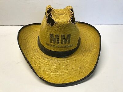 Vintage Minneapolis Moline Tractor Farmer Straw Hat Size Medium Ag Advertising Без бренда