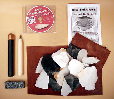 Deluxe Flint Knapping Kit - Copper Billet, Flaker, Pad, DVD, and Stone Included Без бренда