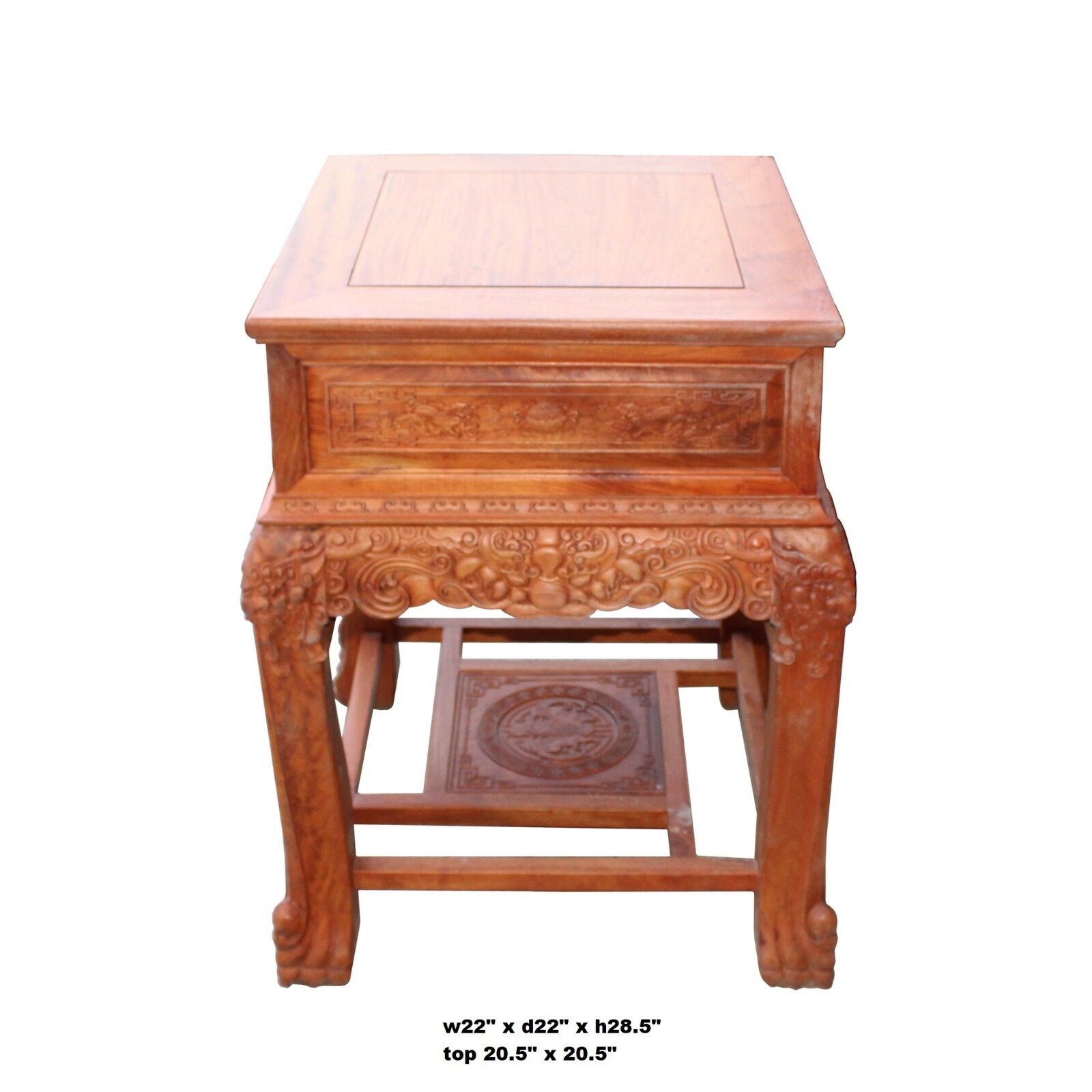 Chinese Oriental Huali Rosewood Foo Dogs Motif Tea Table Stand cs4529 Handmade Does Not Apply - фотография #7