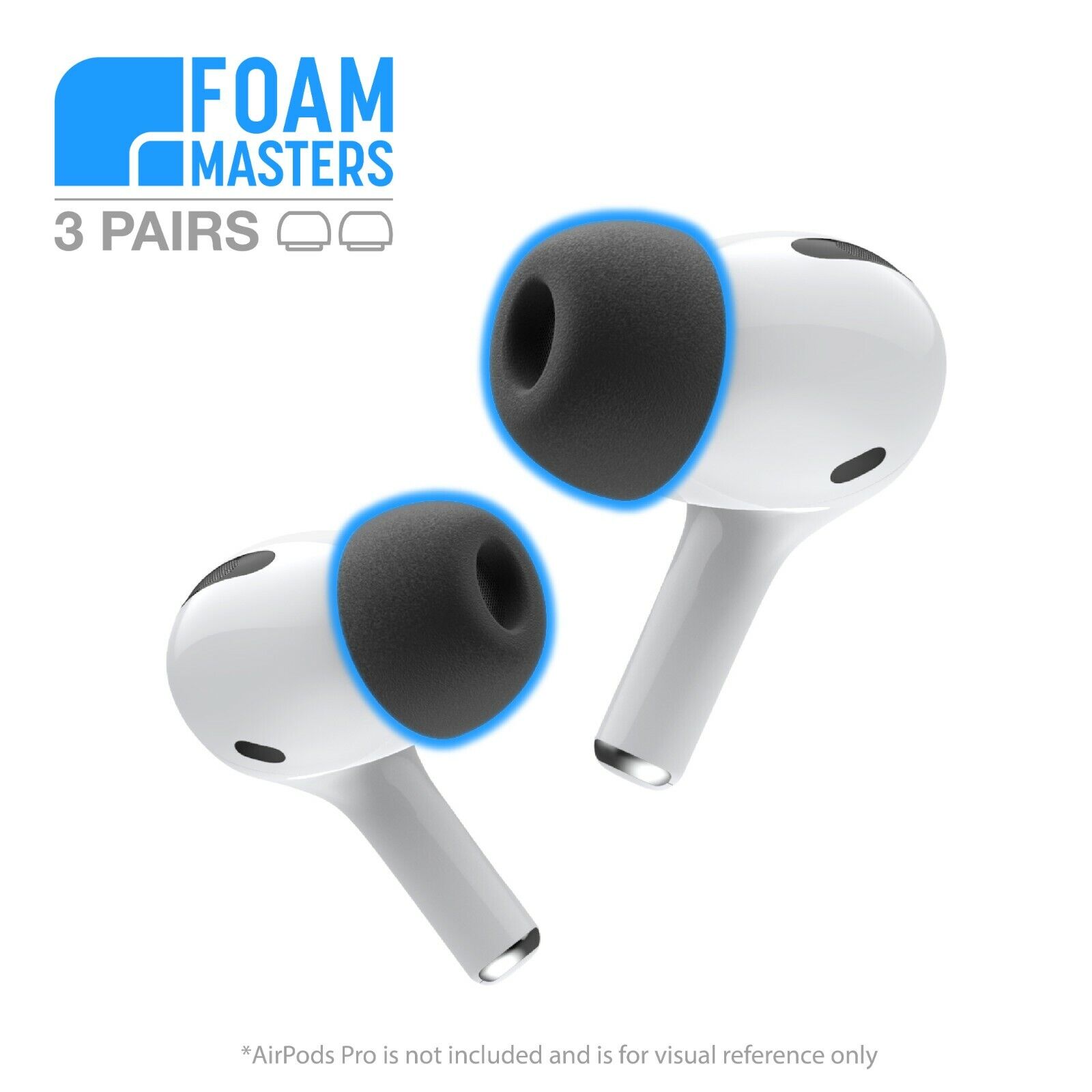 Premium Memory Foam Ear Tips for AirPods Pro | 3 PAIRS | S,M,L Replacement Buds Foam Masters (notapple) FMAPP1