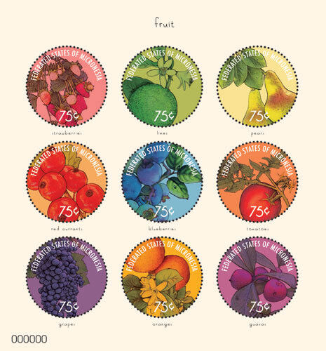 Micronesia- Fruit Stamp - Sheet of 9 MNH Без бренда