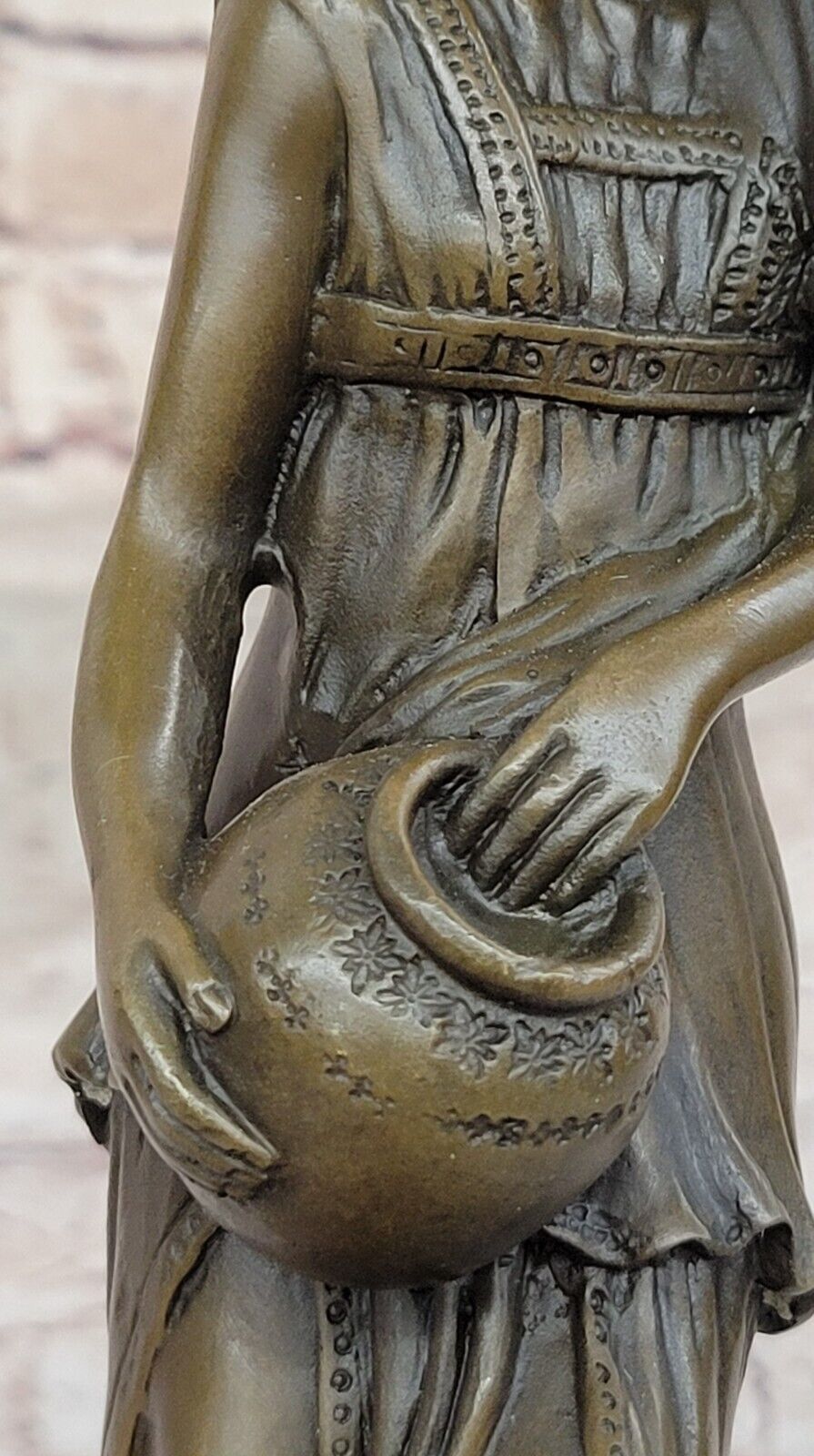 Signed Original Beautiful Maiden Semi Nude Bust Bronze Sculpture Marble Gift Без бренда - фотография #8