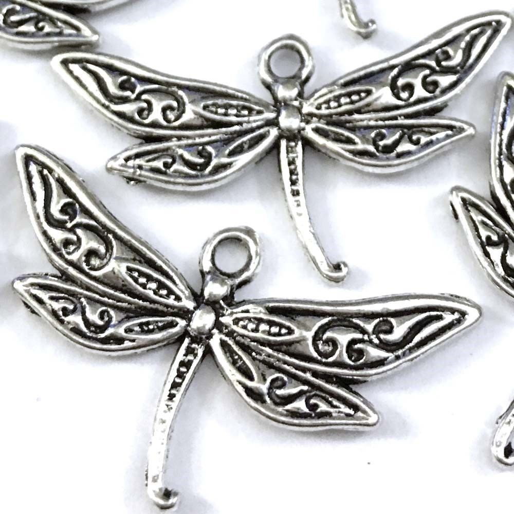 15 Antique Silver Pewter Dragonfly Charm Pendant 16x30mm   Unbranded Does Not Apply