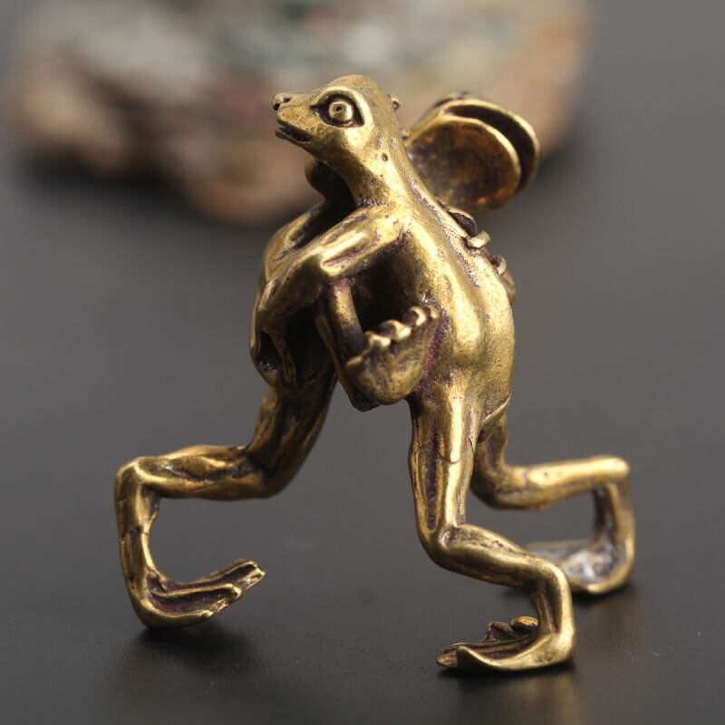 Chinese Collection Asian Brass Wrestling Frog Exquisite fengshui statue  Без бренда - фотография #4
