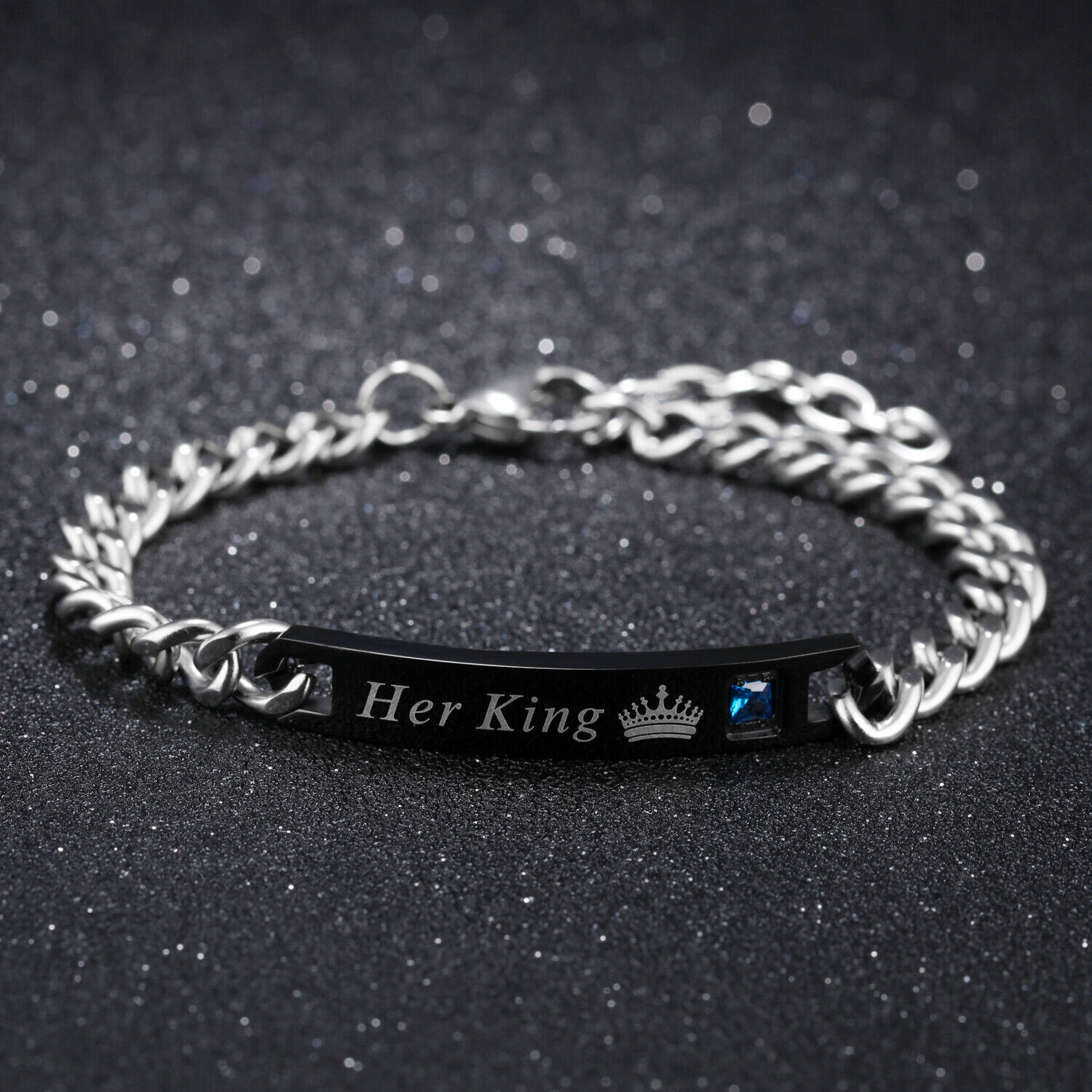 Stainless Steel His and Hers Lovers Matching His Queen Her King Couple Bracelet JewelryWe - фотография #5