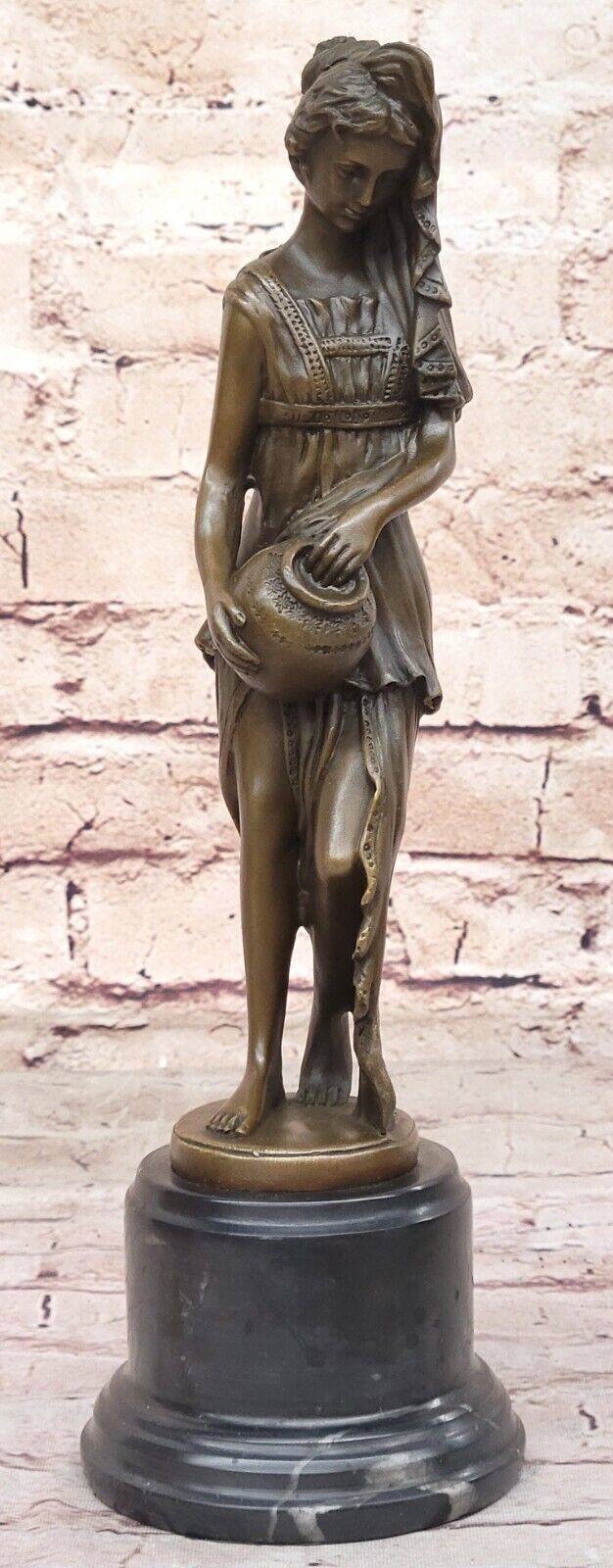 Signed Original Beautiful Maiden Semi Nude Bust Bronze Sculpture Marble Gift Без бренда