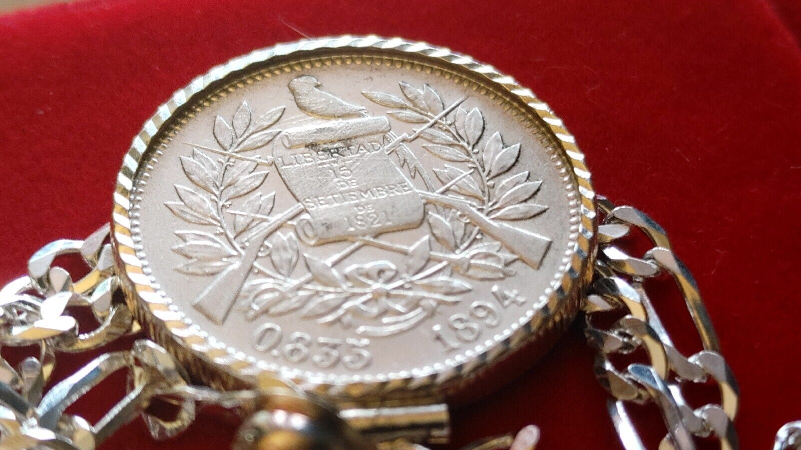 1894 Guatemala Muskets Scales of Justice 2 REALES Pendant  18" 925 SILVER CHAIN Everymagicalday - фотография #11