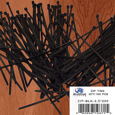 USA 100 PACK 8 INCH ZIP TIES NYLON 40 LBS UV WEATHER RESISTANT BLACK WIRE CABLE BlueDot Trading ZIP-BLK-3.5*200 - фотография #3