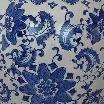 Oriental Furniture 18" & White Porcelain Temple Jar Floral Blue Does not apply Does Not Apply - фотография #5
